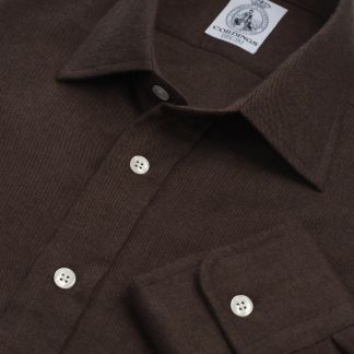 Cordings Chocolate Brown Royal Brushed Shirt Main Image