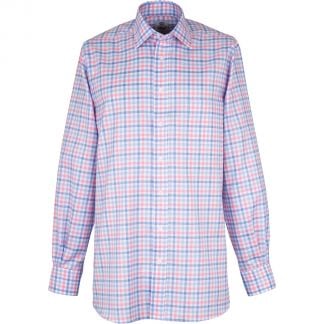 Cordings Blue and Pink Burford Oxford Check Shirt Different Angle 1