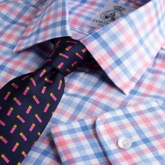 Cordings Blue and Pink Burford Oxford Check Shirt Main Image