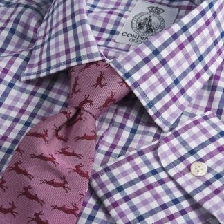 Cordings Purple Ely Oxford Check Shirt Main Image