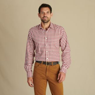 Cordings Wine Gingham Brushed Shirt Dif ferent Angle 1
