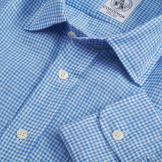 Cordings Blue Glenavy Gingham Linen Shirt Main Image