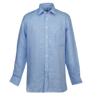 Cordings Blue Glenavy Gingham Linen Shirt Dif ferent Angle 1