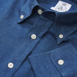Cordings Blue Indigo Vintage Button Down Shirt Main Image