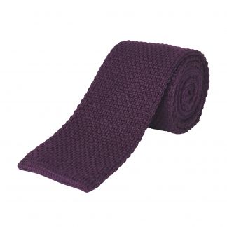 Cordings Purple Merino Knitted Tie  Different Angle 1
