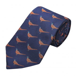 Cordings Blue Pheasant Woven Silk Tie  Dif ferent Angle 1