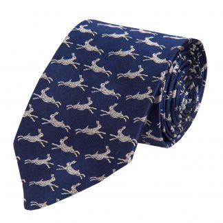 Cordings Navy Blue Hare Silk Tie Main Image