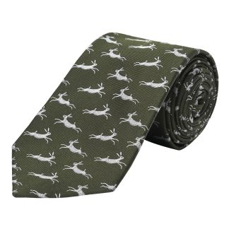 Cordings Olive Green Silk Hare Tie  Dif ferent Angle 1