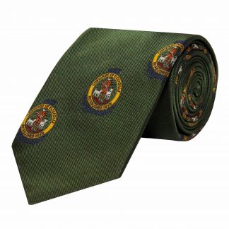 Cordings Olive Cordings Crest Silk Tie  Different Angle 1