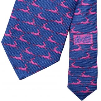 Cordings Blue Running Hare Printed Silk Tie  Dif ferent Angle 1