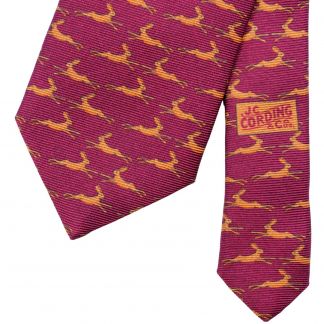 Cordings Running Hare Printed Silk Tie Rust Dif ferent Angle 1