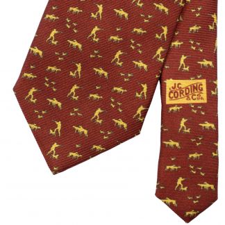 Cordings Silent Hunter Printed Silk Tie Red Dif ferent Angle 1
