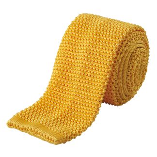 Cordings Gold Heavy Silk Knitted Tie  Main Image