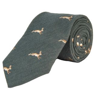 Cordings Sage March Hare Woven Wool and Silk Tie Main Image