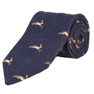Cordings Navy March Hare Woven Wool and Silk Tie Main Image