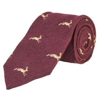 Cordings Wine March Hare Woven Wool and Silk Tie Main Image