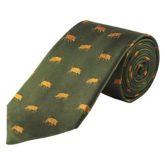 Cordings Green Olive Wild Boar Silk Tie Main Image