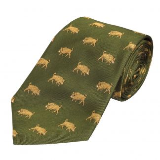 Cordings Olive Wild Boar Silk Tie Main Image