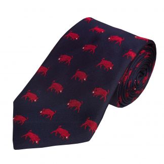 Cordings Navy Red Wild Boar Silk Tie Main Image