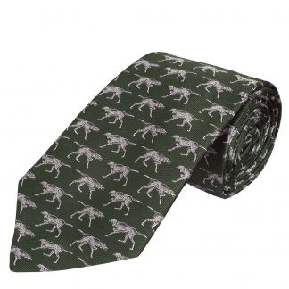 Cordings Olive Silent Pointer Silk Tie  Different Angle 1