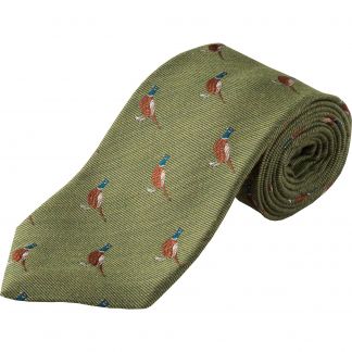 Cordings Moss Green Pheasant Woven Wool Silk Tie  Main Image