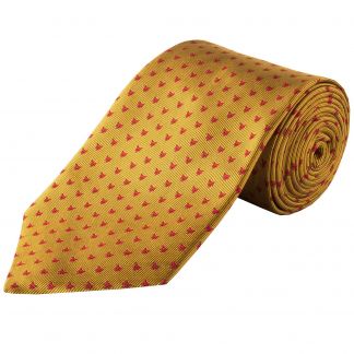 Cordings Gold Red Micro Fox Woven Silk Tie  Main Image