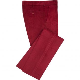 Cordings Berry Red Needlecord Trousers Main Image