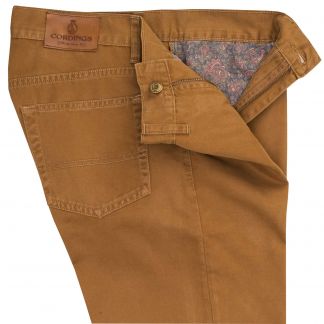 Cordings Brown Washed Cotton Twill Jeans  Different Angle 1