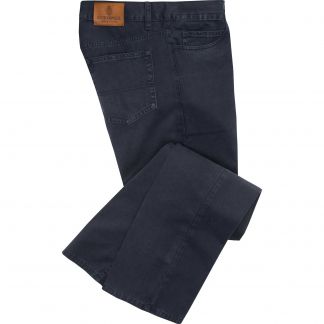 Cordings Navy Washed Cotton Twill Jeans  Main Image