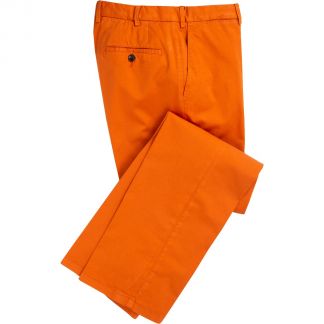 Cordings Bright Orange Summer Gabardine Trousers Main Image