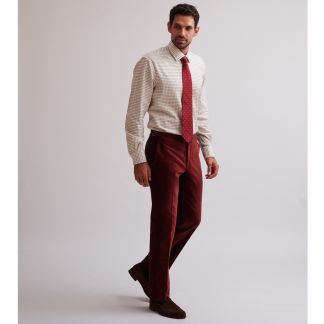 Cordings Burgundy Horizontal Corduroy Trousers Dif ferent Angle 1
