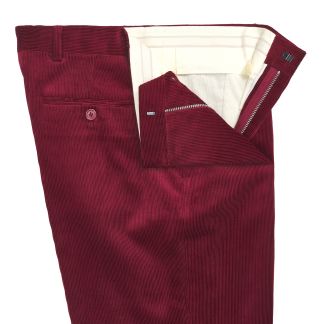 Cordings Red Zip Fly Needlecord Trousers Dif ferent Angle 1