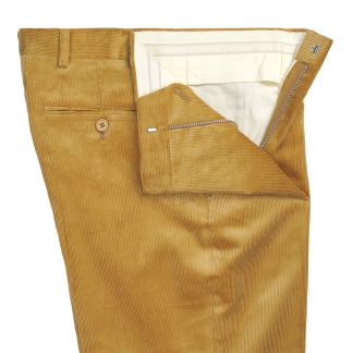 Cordings Tan Zip Fly Needlecord Trousers Dif ferent Angle 1