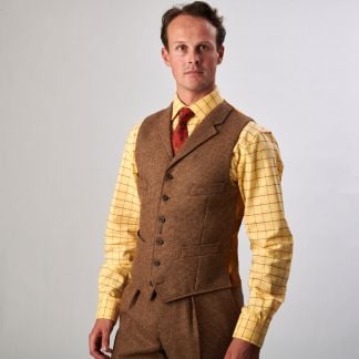 Cordings Brown Hunting Tweed Waistcoat Different Angle 1