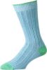 Sky Blue and Green Cotton Heel and Toes Socks