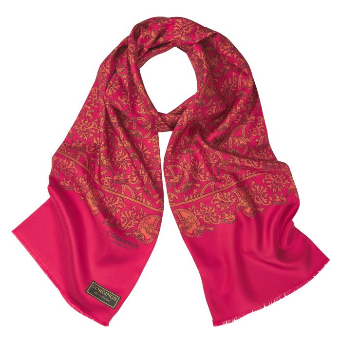 Red Hunting Paisley Silk Scarf