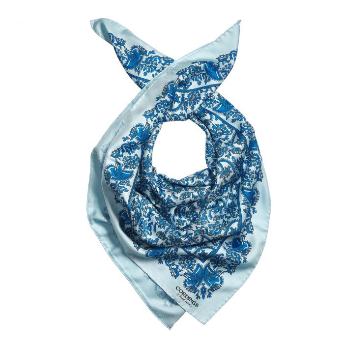 Pale Blue Hunting Paisley Silk Square