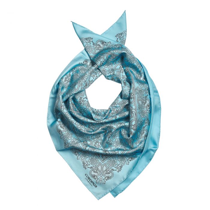 Turquoise Hunting Paisley Silk Square
