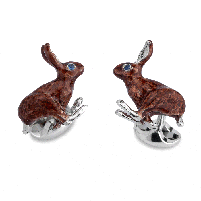 Hare Solid Silver Cufflinks