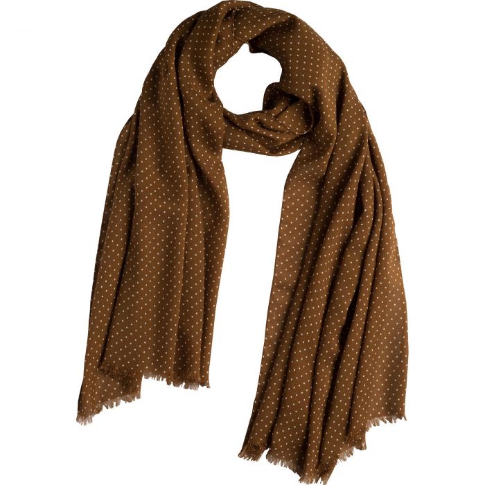 Tobacco Wool and Cashmere Spot Scarf