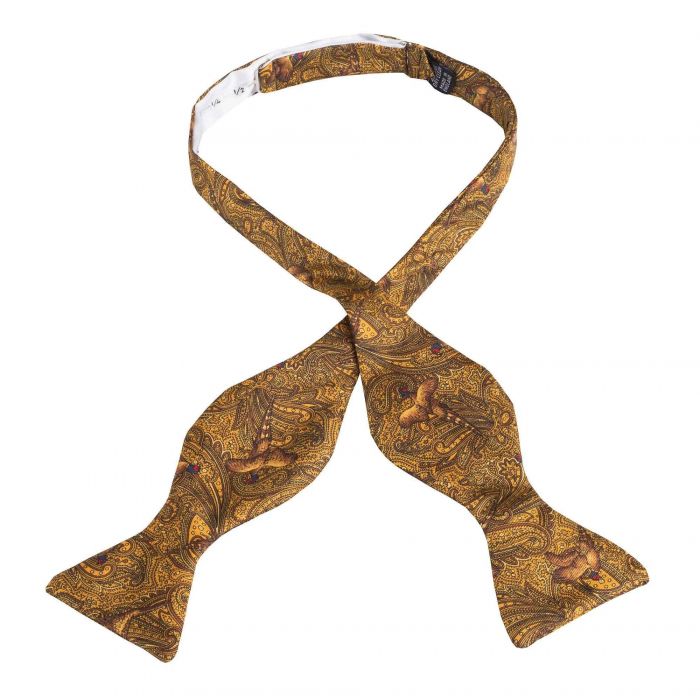 Gold Pheasant Silk Bow Tie