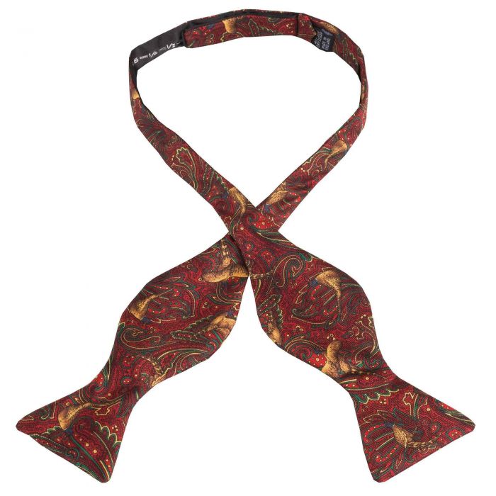 Red Pheasant Silk Bow Tie