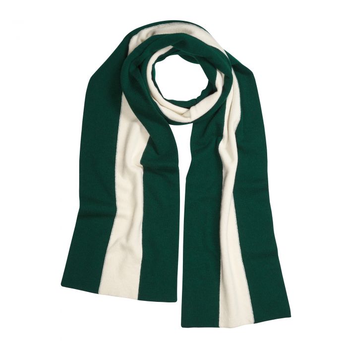 Green and White Cashmere College Scarf
