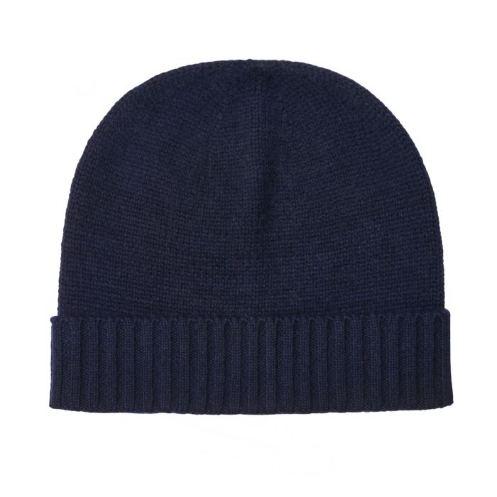Navy 4 Ply Cashmere Beanie Hat | Men's Country Clothing | Cordings