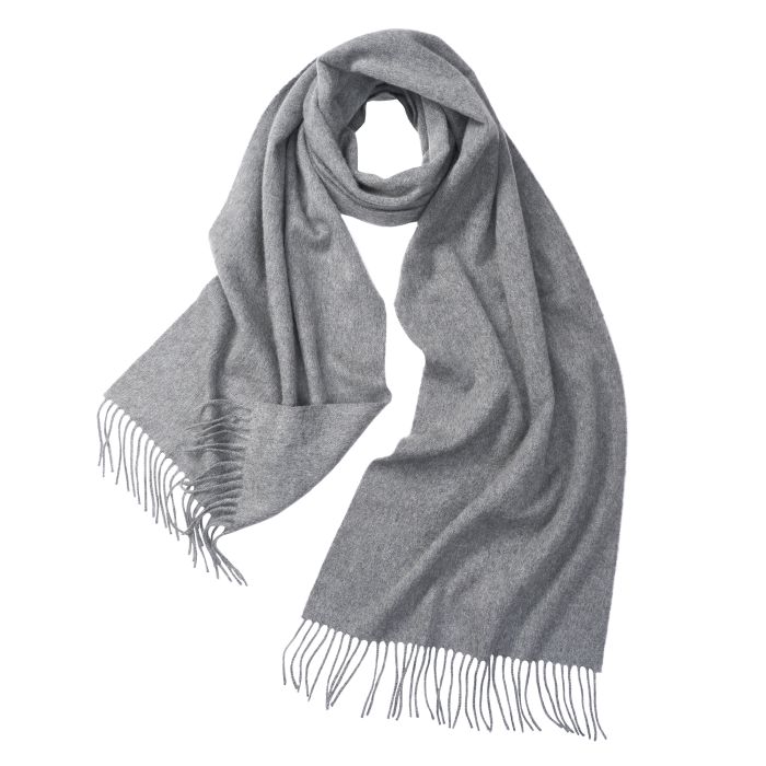 Grey Solid Cashmere Scarf