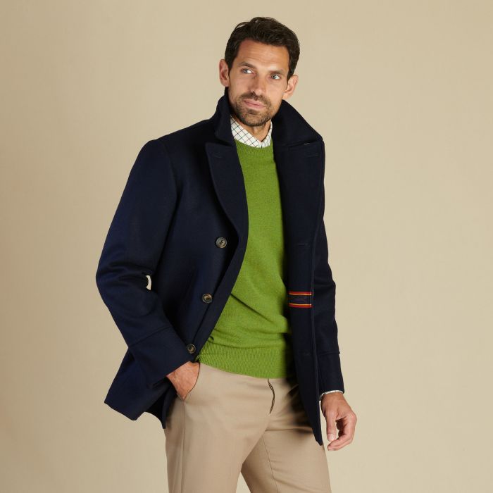 Navy Rugby Reefer Coat | Men's Country Clothing | Cordings
