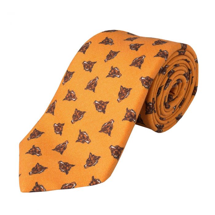 Rust Fox Head Wool Tie