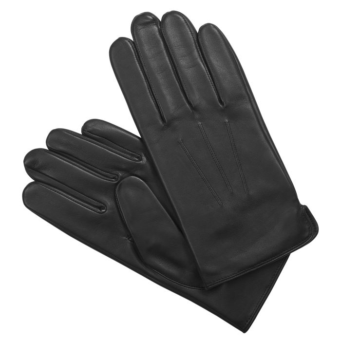 Black Leather Classic Silk Lined Gloves
