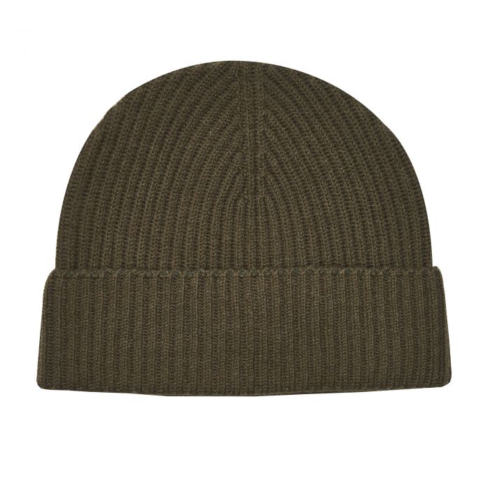 Olive Cashmere Beanie Hat