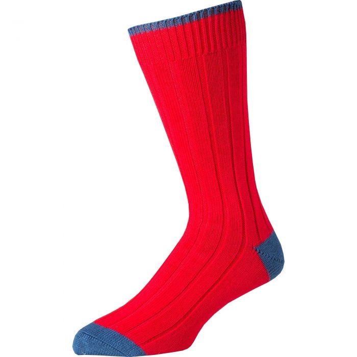 Red Blue Cotton Heel & Toe Socks